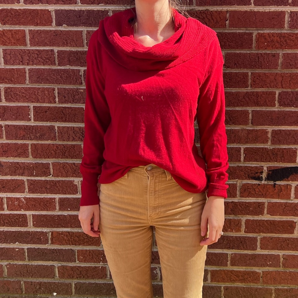Nordstrom Red Cowlneck Cashmere Sweater